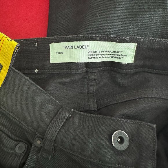 Off-White Denim Black Logo Jeans Women Size 24 - Picture 11 of 16